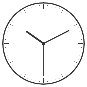 A circular, white-faced clock with black hour and minute hands and a red second hand. The time shown is approximately 10:09. The clock face has simple black hour markers. This is an example of a design that could be generated by an online clock maker tool.