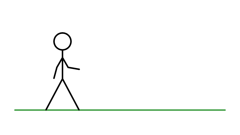 A stickman walking right along a green line, the eight frame walk from the cover downloaded as a GIF at 8 frames per second